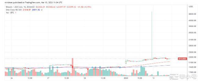 美元硬币挂钩后比特币价格在Binance上飙升至5万美元