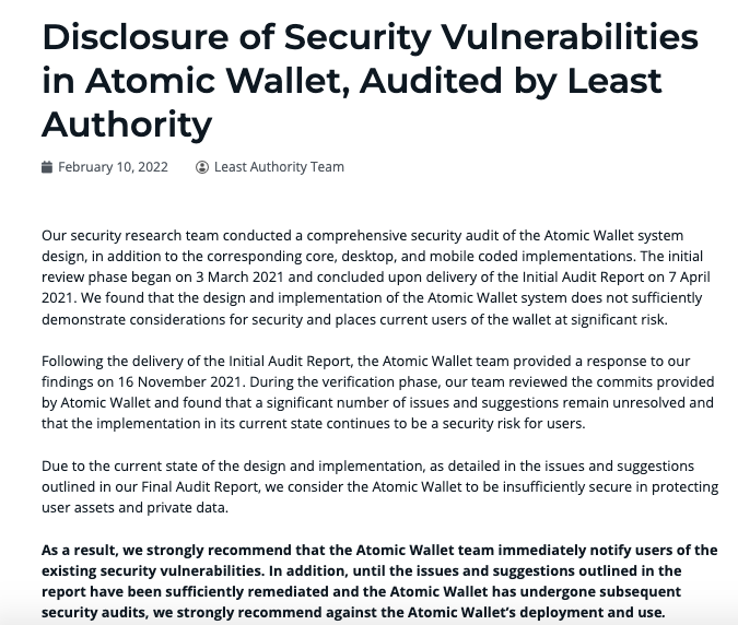 AtomicWallet遭黑客攻击损失3500万美元无心之失还是咎由自取?