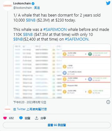 BNB鲸鱼在两年后从200万美元头寸中套现BNB能跌到多低?