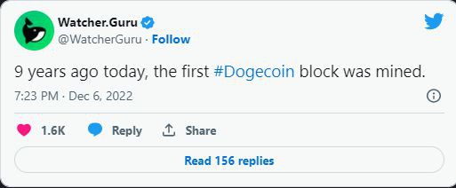 狗狗币(DOGE)庆祝成立9周年:下跌5%