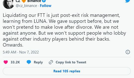 随着币安开始清算FTT代币投资者从FTX撤出数百万美元