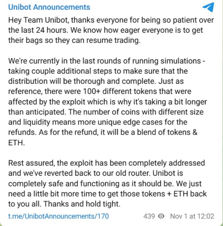 veDAO研究院：Unibot遭遇黑客入侵Telegram用户该如何保障资产安全？