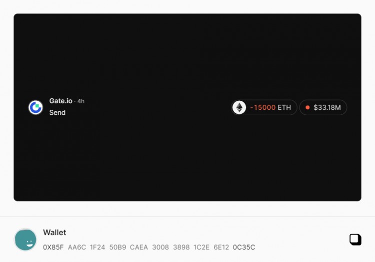 Crypto Surge: 15,000 (33.1M) Transfer to Gate.io - Details Inside!