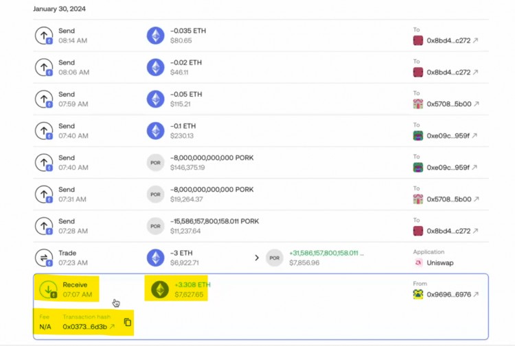 48小时内这个加密钱包从3ETH涨至4778901美元