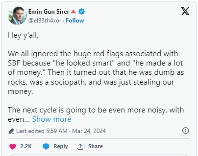 Avalanche 联合创始人Emin Gün Sirer警告二层（L2